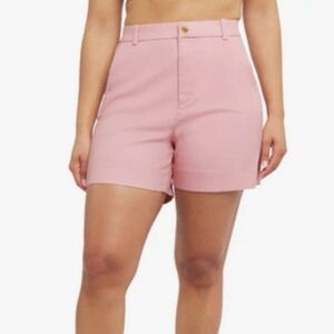 Spanx Supersmooth Stretch Twill Shorts Pink Small High Rise Preppy Chic Spring